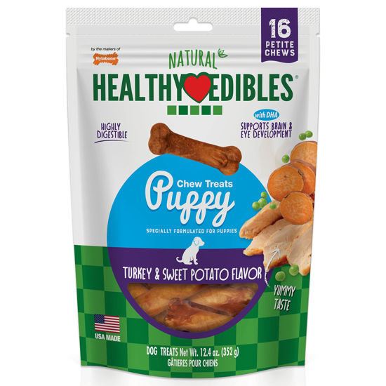 Picture of Nylabone Healthy Edibles Natural Puppy Treats - Long-Lasting Dog Treats - Puppy Supplies - Turkey & Sweet Potato Flavor, X-Small/Petite (16 Count)