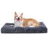 Picture of Washable Dog Bed Deluxe Plush Dog Crate Beds Fulffy Comfy Kennel Pad Anti-Slip Pet Sleeping Mat for Large, Jumbo, Medium, Small Dogs Breeds, 35" x 23", Dark Grey