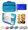 Picture of Bento-Box with Bag and Ice Pack Set. Lunch Boxes Snack Containers for Kids Boys Girls Adults. 6 Compartments, Leakproof Portion Container Boxes Insulated Bags for School Lunches, Blue