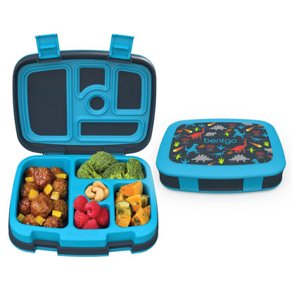 Picture of Bentgo® Kids Prints Leak-Proof, 5-Compartment Bento-Style Kids Lunch Box - Ideal Portion Sizes for Ages 3 to 7 - BPA-Free, Dishwasher Safe, Food-Safe Materials (Dinosaur)