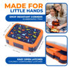 Picture of Dinosaur Bento Lunch Box for Boys Toddlers, 5 Portion Sections Secure Lid, Microwave Safe BPA Free Removable Plastic Tray, Pre-School Kid Daycare Lunches Snack Container Ages 3 to 7 Blue Orange