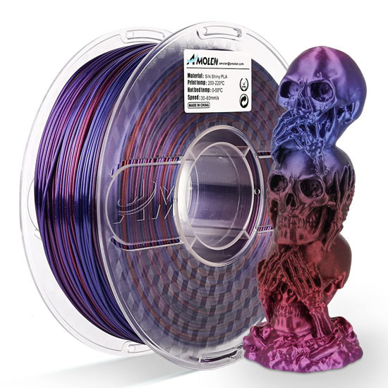 GetUSCart- AMOLEN PLA 3D Printer Filament, PLA Filament 1.75mm Silk Blue  Purple Shiny Red Filament, 3D Printing Filament 1KG/2.2lb