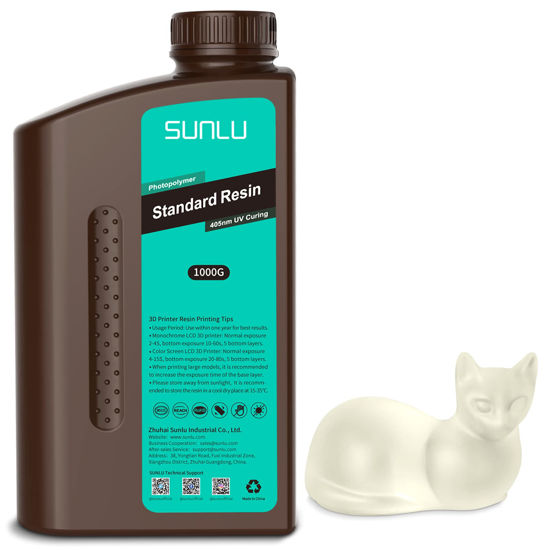 Picture of SUNLU 3D Printer Resin 1kg, Fast Curing Standard 3D Resin for LCD DLP SLA 3D Printers, 395 to 405nm UV Curing 3D Printing Liquid Photopolymer Resin, Low Shrinkage, High Precision, 1000g, Clear