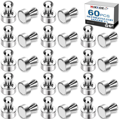 Picture of MIKEDE Whiteboard Magnets, 60 Pcs Magnetic Push Pins Strong Magnets for Whiteboard, Small Neodymium Refrigerator Magnets Office Magnets, Strong Fridge Magnets Perfect for School, Classroom