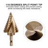 Picture of COMOWARE Hex Shank Cobalt Step Drill Bit with Two Spiral Flutes - 12 Step Sizes (1/4” - 1-3/8”) - Ideal for Metal, Stainless Steel, Aluminum, Wood, and Plastic