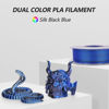 Picture of AMOLEN Silk PLA 3D Printer Filament, Dual Color Black Blue PLA 1.75mm, Shiny Color Change Filament 3D Printing PLA Filament for Most FDM 3D Printer, 1kg Spool(2.2lbs)