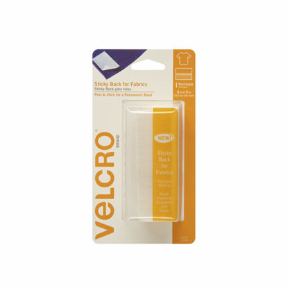 Picture of VELCRO Brand for Fabrics Permanent Sticky Back Fabric Tape for Alterations and Hemming Peel and Stick - No Sewing, Gluing, or Ironing Pre-Cut Strips, 6 x 4 inches, White,91874