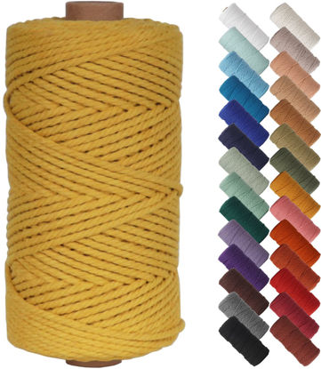 Picture of NOANTA 3mm x 109yards Yellowish Brown Macrame Cord, Colored Macrame Rope, Cotton Rope Macrame Yarn, Colorful Cotton Craft Cord for Wall Hanging, Plant Hangers, Crafts, Knitting