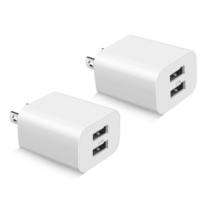 Picture of USB Wall Charger Block 2Pack Dual Port Cube Plug Power Charging Adapter Brick for Apple iPhone 14/13/12/XS Max/XR/X/8/8 Plus/7/6S/6S Plus/6/SE/5S/5C/iPad Mini/Air/Samsung Galaxy Kindle Fire LG