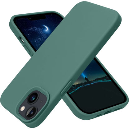 Picture of OTOFLY Designed for iPhone 13 Phone Case, Silicone Shockproof Slim Thin Phone Case for iPhone 13 6.1 inch Midnight Green