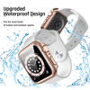 Picture of Goton Waterproof Case for Apple Watch 44mm SE (2nd Gen) Series 6 5 4 with Tempered Glass Screen Protector, iWatch Full Protective Hard PC Bumper Case Face Cover for Men Women 44 mm Original Rose Gold