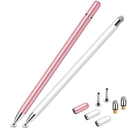 Picture of Stylus for iPad (2 Pcs), StylusHome Magnetic Disc Universal Stylus Pens Touch Screens for Apple/iPhone/Ipad pro/Mini/Air/Android/Microsoft/Surface All Capacitive Touch Screens - White/Rose Gold