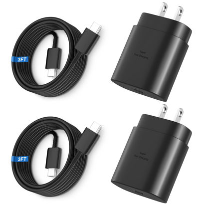 Picture of Type C Charger Fast Charging, 25W USB C Wall Charger Super Fast Charging Block with 3FT Android Phone Charger Cable for Samsung Galaxy S23 Ultra/S23/S23+/S22/S22 Ultra/S21/S21 Ultra/S20 Ultra, 2Pack