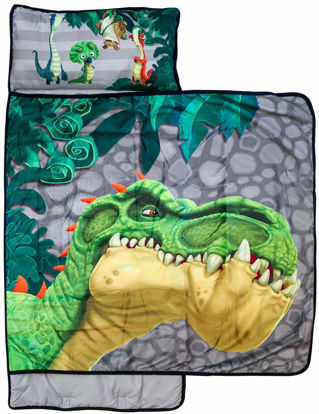 Picture of Jay Franco Gigantosaurus Giganto Stacked Nap Mat - Built-in Pillow and Blanket Featuring Dinosaur Rocky, Bill, Tiny, & Mazu - Kids'/Toddler/Children's Bedding