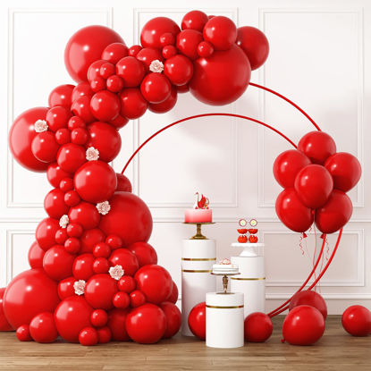 Picture of RUBFAC Red Balloons Different Sizes 105pcs 5/10/12/18 Inch for Garland Arch, Premium Party Latex Balloons for Birthday Wedding Valentines Day Baby Shower Gender Reveal Graduation Party Decoration