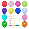 Picture of Voircoloria 105pcs Colorful Balloons 12inch Rainbow Latex Balloons for Boys Girls Birthday Baby Shower Gender Reveal Wedding Decorations