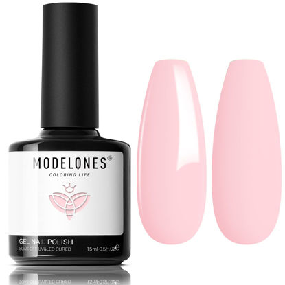 Picture of modelones Gel Nail Polish, 1PCS 15ML Light Pink Color Gel Nail Polish Soak Off Baby Pink Spring Gel Polish Nail Art Starter Manicure Salon DIY at Home, Easter Gel Nail Gift for Women Girlfriend