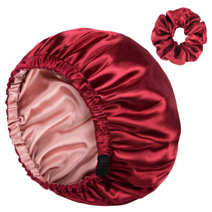 Picture of YANIBEST Satin Bonnet Silk Bonnet Hair Bonnet for Sleeping Satin Cap Extra Large Reversible for Women Curly Natural Hair