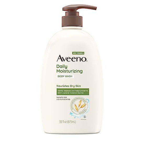 Picture of Aveeno Daily Moisturizing Body Wash for Dry & Sensitive Skin with Prebiotic Oat, Hydrating Oat Body Wash Nourishes Dry Skin & Gently Cleanses, Light Fragrance, Sulfate-Free, 33 fl. oz