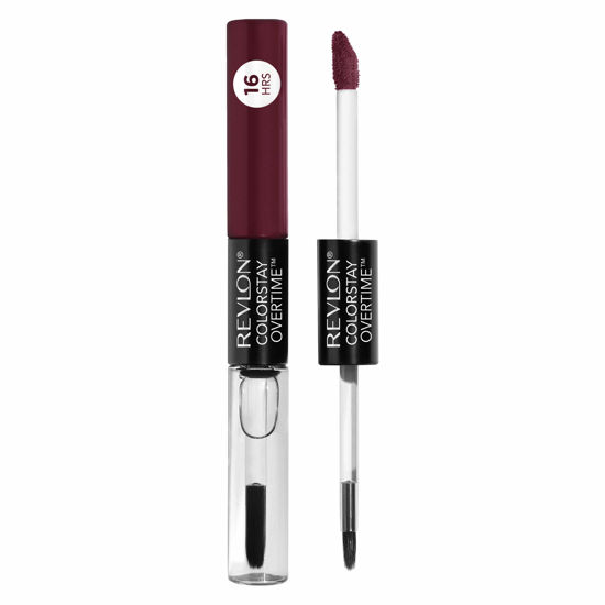 Picture of Revlon Liquid Lipstick with Clear Lip Gloss, ColorStay Overtime Lipcolor, Dual Ended with Vitamin E in Plums & Berries, 500 Limitless Black Cherry, 0.07 Oz