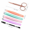 Picture of Eyebrow Tweezer Set, TsMADDTs 6 Pcs Tweezers Set for Women, Precision Tweezer for Eyebrows with Curved Scissors for Ingrown Hair, Hair Plucking Daily Beauty Tools with Leather Travel Case