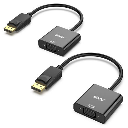 Picture of BENFEI DisplayPort to VGA 2 Pack, Gold-Plated DP to VGA Adapter (Male to Female) Compatible for Lenovo, Dell, HP, ASUS