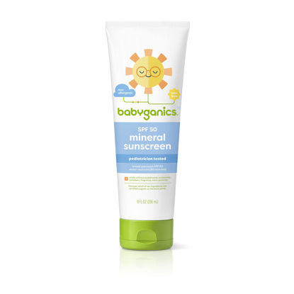 Picture of Babyganics SPF 50 Baby Mineral Sunscreen Lotion | UVA UVB Protection | Octinoxate & Oxybenzone Free | Water Resistant, Value Size, 8oz