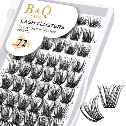 Picture of Lash Clusters B10 Mixed Tray DIY Eyelash Extensions 72 Clusters Lashes B&Q Eyelash Extensions Volume Wispy Individual Lash Clusters at Home Lash Extensions (B10,D-8-16MIX)