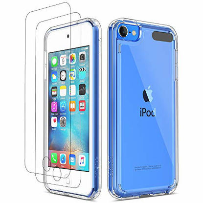 Picture of ULAK iPod Touch 7 Case, iPod Touch 6 5 Case with 2 Screen Protectors, Clear Slim Soft TPU Bumper Hard Case for Apple iPod Touch 5 / 6th / 7th Generation (Latest Model 2019 Released), Clear