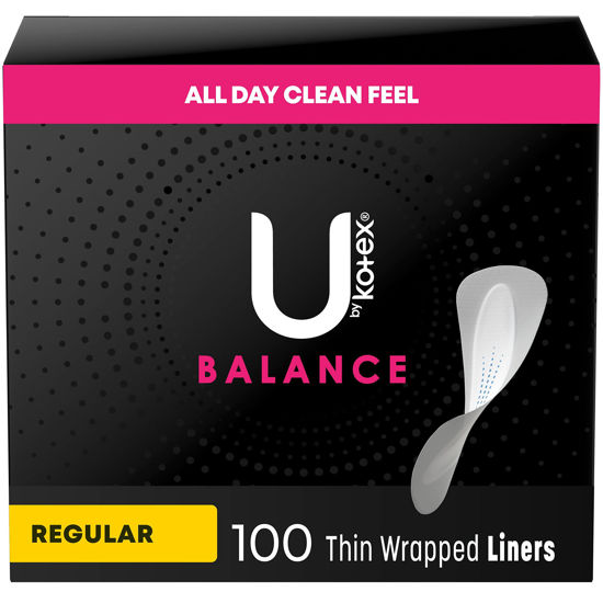 Picture of U by Kotex Balance Daily Wrapped Panty Liners, Light Absorbency, Regular Length, 100 Count (Packaging May Vary)