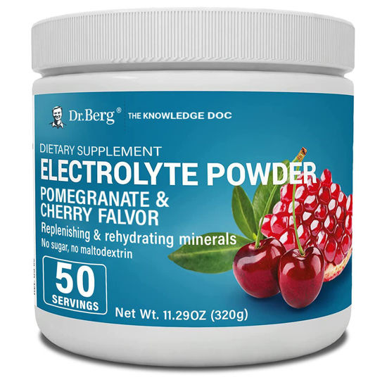 Picture of Dr. Berg Hydration Keto Electrolyte Powder - Enhanced w/ 1,000mg of Potassium & Real Pink Himalayan Salt (NOT Table Salt) - Pomegranate and Cherry Flavor Hydration Drink Mix Supplement - 50 Servings