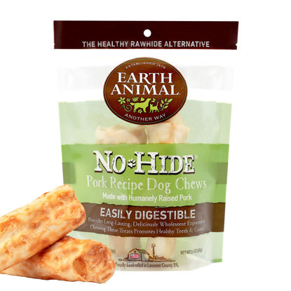 Picture of EARTH ANIMAL No Hide Small Pork Flavored Natural Rawhide Free Dog Chews Long Lasting Dog Chew Sticks | Dog Treats for Small Dogs | Great Dog Chews for Aggressive Chewers