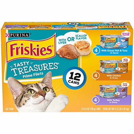 Picture of Purina Friskies Gravy Wet Cat Food Variety Pack, Tasty Treasures Prime Filets