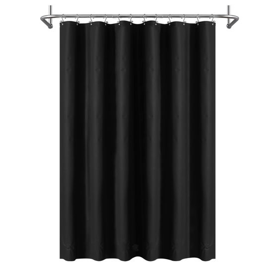 Picture of Mrs Awesome Black Shower Curtain Liner with 3 Magnets,72x72 4G PEVA Lightweight & Waterproof Plastic Shower Curtain for Bathroom, 72 x 72, Black