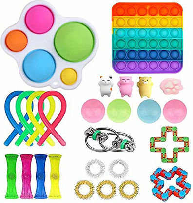 Picture of LWXQWDS 26Pcs Fidget Toy Set, Sensory Toys Pack Cheap for Kids Adults, Stress Relief and Anti-Anxiety Tools, Fidget Box with Simple Dimple and Pop-Its Toy Kill Time (26 Packs)