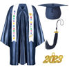 Picture of Foaincore 2023 Year Preschool and Kindergarten Graduation Gown Cap Tassel Set with 2023 Charm Printed Stole for Kid Grad Gift (Navy Blue, 27)