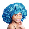 Picture of Bonnet Queen Silk Bonnet for Sleeping Satin Bonnet Hair Bonnet Braid Bonnet Adjustable Bonnet Tie Bonnets Night bonnets Sleep Bonnet for Women Curly Hair Aqua Blue