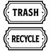 Picture of Recycle and Trash Logo Symbol - Elegant Golden Look for Trash Cans, Containers, and Walls - Laminated Vinyl Decal (Small, Black/Transparent 1)