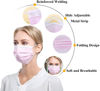 Picture of 100 PCS Pink Lady Style Disposable Earloop Face Masks,3-Ply (2xNon-Woven/1xMelt-Blown Fabric) Single Use w.Nose Clip,High Filtration Ventilation Security Hygiene Protection for Adults Women,Latex Free