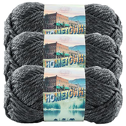 Picture of Lion Brand Yarn Hometown Yarn, Bulky Yarn, Yarn for Knitting and Crocheting, 3-Pack, Chicago Charcoal