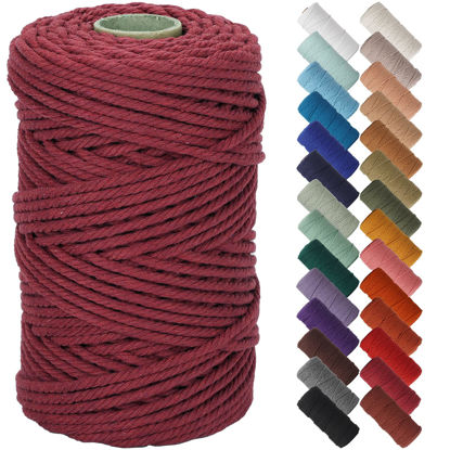 Picture of NOANTA Wine Red Macrame Cord 5mm x 109yards, Colored Macrame Rope Cotton Rope Macrame Yarn, Colorful Cotton Craft Cord for Wall Hanging, Plant Hangers, Crafts, Knitting