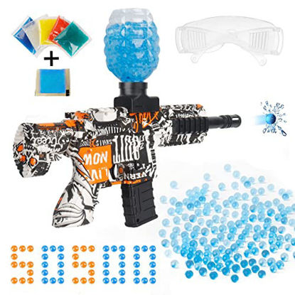 Picture of Electric Gel Gun Blaster, MOMSIV Gel Ball Blaster with 50,500+ Water Gel Beads and Goggles Shooting Game Assembled Gel Blaster Pistol Toy for Boys Girls Outdoor Yard Activities