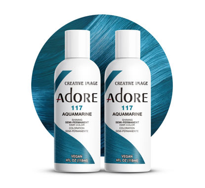 Picture of Adore Semi Permanent Hair Color - Vegan and Cruelty-Free Hair Dye - 4 Fl Oz - 117 Aquamarine (Pack of 2)