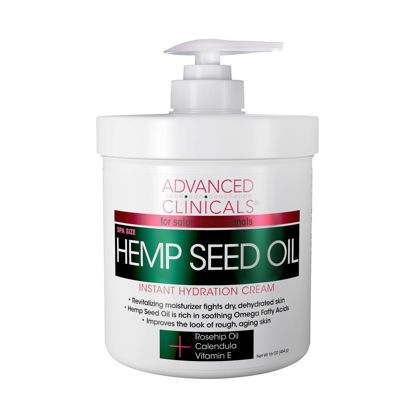 Picture of Advanced Clinicals Hemp Seed Oil Cream - Face & Body Moisturizer with Arnica, Rosehip & Vitamin E for Dry, Sun-Damaged Skin, 16 oz