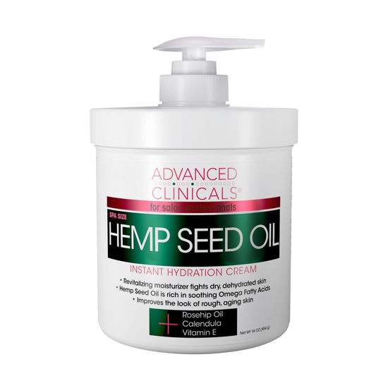 Picture of Advanced Clinicals Hemp Seed Oil Cream - Face & Body Moisturizer with Arnica, Rosehip & Vitamin E for Dry, Sun-Damaged Skin, 16 oz