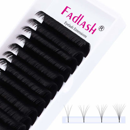 Picture of Lash Extensions D Curl 24mm FADLASH Volume Eyelash Extensions 0.07mm Easy Fanning Lashes Self Fanning Eyelashes Extension Supplies (0.07-D, 24mm)