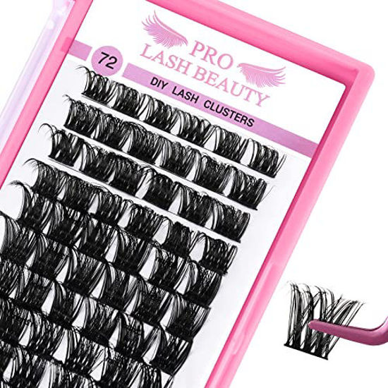 Picture of Cluster Lashes 72 Pcs Lash Clusters DIY Eyelash Extension Individual Cluster Eyelashes Tender Style Self-Application Fluffy Super Thin Band Reusable Soft & Comfortable(Tender-D-10mm)