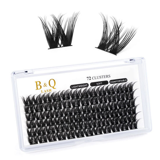 Picture of Lash Clusters C Curl 16mm DIY Lash Extensions 72 Clusters Lashes C D Curl B&Q LASH Wispy Volume Lashes Eyelash Clusters Extensions Individual Lashes Cluster DIY at Home (B17,C-16mm)