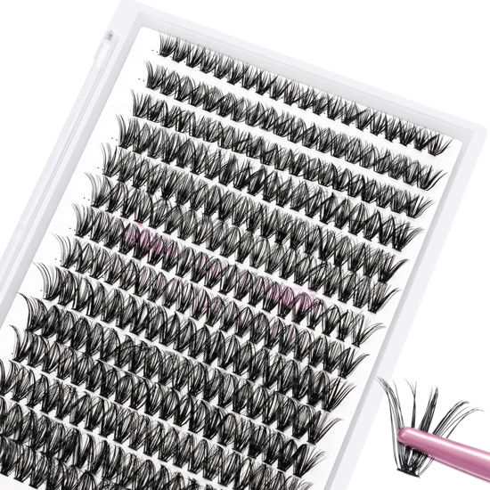 Picture of 280 Pcs Individual Lashes 40D-D-0.07-12 Cluster Lashes 10D 20D C D Curl Wispy Lashes Bottom Lashes DIY Lashes At Home（40D-D-0.07-12）