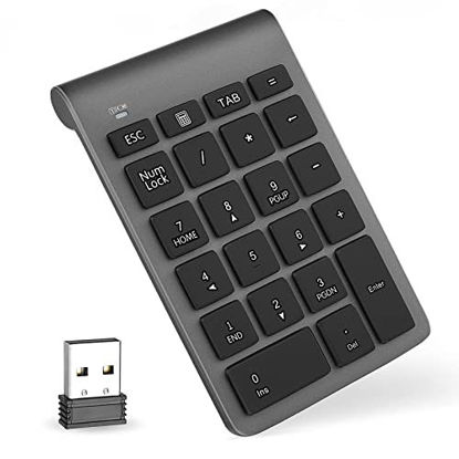 Picture of Foloda Number Pads, Wireless 22 Keys Numeric Keypad External Data Entry 2.4G Num Number Keyboard Pad for for Laptop, PC, Desktop, Surface Pro, Notebook